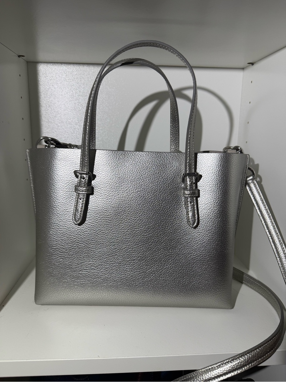 Coach Mollie Tote 25 - Metallic Silver Satchel w/ Star Charm - Picture 5 of 6